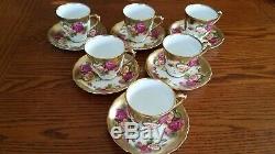 ROYAL CHELSEA GOLDEN ROSE Demitasse 6 Tea Cups & Saucers