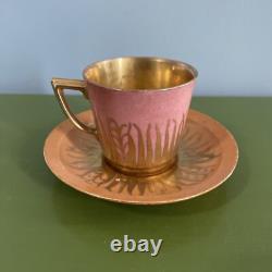 ROYAL COPENHAGEN Set 8 Vintage c. 1930s Denmark Demitasse Cups Saucers Gold RARE