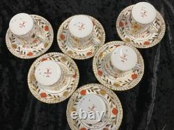 ROYAL CROWN DERBY ASIAN ROSE Gadroon Can Tea Cup & Saucer England six
