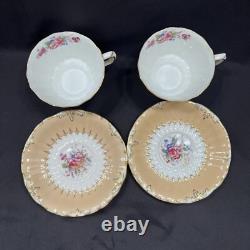 ROYAL CROWN DERBY Kendal Rose Cream Tea Cups & Saucers Set Of 2 Vintage