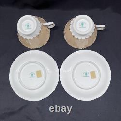 ROYAL CROWN DERBY Kendal Rose Cream Tea Cups & Saucers Set Of 2 Vintage