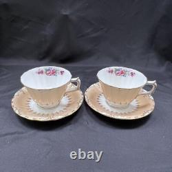 ROYAL CROWN DERBY Kendal Rose Cream Tea Cups & Saucers Set Of 2 Vintage ROYAL CROWN DERBY Kendal Rose Cream Tea Cups & Saucers Set Of 2 Vintage