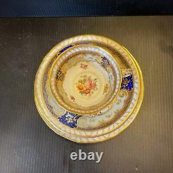 ROYAL CROWN DERBY TRIO Cup Saucer + Plate ROYAL ANTOINETTE Rose Swags GILT Trim