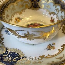 ROYAL CROWN DERBY TRIO Cup Saucer + Plate ROYAL ANTOINETTE Rose Swags GILT Trim
