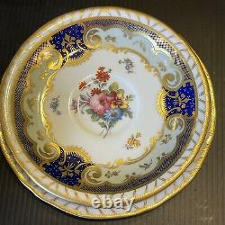 ROYAL CROWN DERBY TRIO Cup Saucer + Plate ROYAL ANTOINETTE Rose Swags GILT Trim