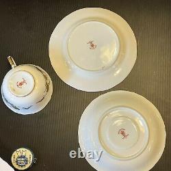 ROYAL CROWN DERBY TRIO Cup Saucer + Plate ROYAL ANTOINETTE Rose Swags GILT Trim