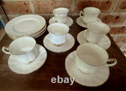 ROYAL KNIGHT Set of 6-Cups, Saucers & Dessert Plates England 22k Gold + SPARES