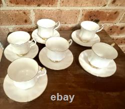 ROYAL KNIGHT Set of 6-Cups, Saucers & Dessert Plates England 22k Gold + SPARES