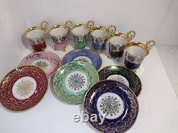 ROYAL VIENNA, GLORIA demitasse 6 cups and saucers. Full set. Courting couple. RARE