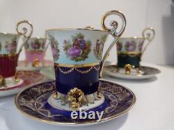 ROYAL VIENNA, GLORIA demitasse 6 cups and saucers. Full set. Courting couple. RARE