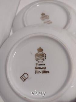 ROYAL VIENNA, GLORIA demitasse 6 cups and saucers. Full set. Courting couple. RARE