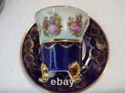 ROYAL VIENNA, GLORIA demitasse 6 cups and saucers. Full set. Courting couple. RARE