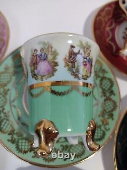 ROYAL VIENNA, GLORIA demitasse 6 cups and saucers. Full set. Courting couple. RARE