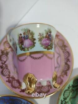 ROYAL VIENNA, GLORIA demitasse 6 cups and saucers. Full set. Courting couple. RARE