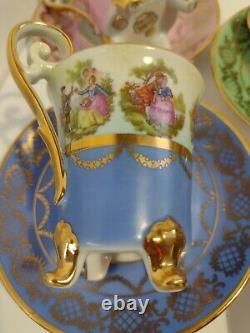 ROYAL VIENNA, GLORIA demitasse 6 cups and saucers. Full set. Courting couple. RARE