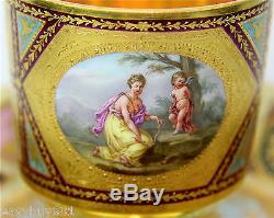 ROYAL VIENNA PORCELAIN GOLD WASHED CUP & SAUCER MIDDLE 19th CENTURY