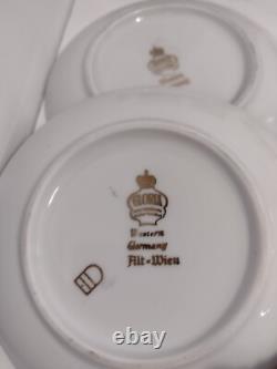 ROYAL VIENNA Style, GLORIA demitasse Espresso 6 cups and saucers. Full set. RARE