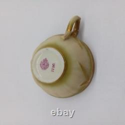 ROYAL WORCESTER Antique 1909 Aesthetic Movement Blush Ivory Bamboo Tea Cup