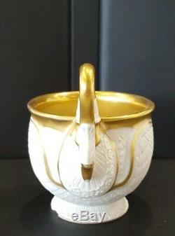 RPM Germany 1950s Neoclassical Style Porcelain Swan Cup & Saucer Gold Gilded