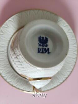 RPM Royal Porzellan Manufaktur Gilded Porcelain Swan Cup 3d 4h & Saucer 6.25d