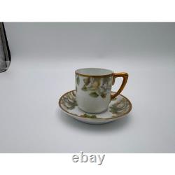 R Antique Demitasse Cup & Saucer Lot German Porcelain Gold Gilt Espresso Cup