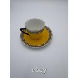 R Antique Demitasse Cup & Saucer Lot German Porcelain Gold Gilt Espresso Cup