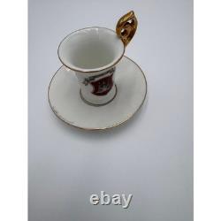 R Antique Demitasse Cup & Saucer Lot German Porcelain Gold Gilt Espresso Cup