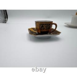 R Antique Demitasse Cup & Saucer Lot German Porcelain Gold Gilt Espresso Cup