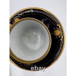 R Antique Demitasse Cup & Saucer Lot German Porcelain Gold Gilt Espresso Cup