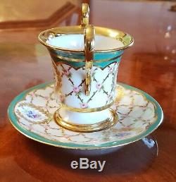 R. B. Richard Briggs Boston Bouillon China Cups Saucers Gold Floral