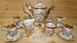 R. Copodimonte 17 Pc Tea Set Gold Cherubs- Pot-Cream-Sugar-Cups & Saucers (S32)