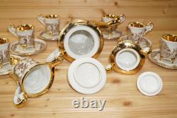 R. Copodimonte 17 Pc Tea Set Gold Cherubs- Pot-Cream-Sugar-Cups & Saucers (S32)
