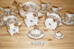 R. Copodimonte 17 Pc Tea Set Gold Cherubs- Pot-Cream-Sugar-Cups & Saucers (S32)