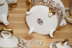 R. Copodimonte 17 Pc Tea Set Gold Cherubs- Pot-Cream-Sugar-Cups & Saucers (S32)