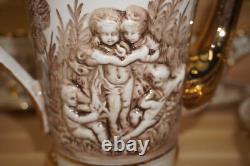 R. Copodimonte 17 Pc Tea Set Gold Cherubs- Pot-Cream-Sugar-Cups & Saucers (S32)
