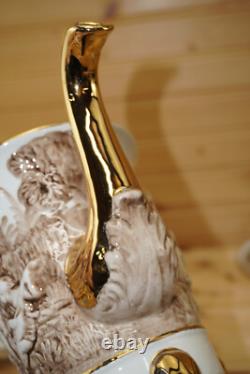 R. Copodimonte 17 Pc Tea Set Gold Cherubs- Pot-Cream-Sugar-Cups & Saucers (S32)