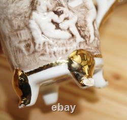 R. Copodimonte 17 Pc Tea Set Gold Cherubs- Pot-Cream-Sugar-Cups & Saucers (S32)