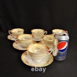 Ransom 6 Cups & Saucers Japan 1952+ Floral Cartouchs Yellow Orange Gold 6 Oz Ea