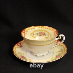 Ransom 6 Cups & Saucers Japan 1952+ Floral Cartouchs Yellow Orange Gold 6 Oz Ea