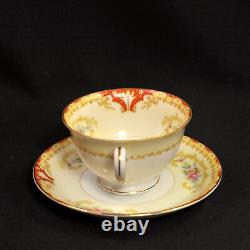 Ransom 6 Cups & Saucers Japan 1952+ Floral Cartouchs Yellow Orange Gold 6 Oz Ea