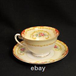 Ransom 6 Cups & Saucers Japan 1952+ Floral Cartouchs Yellow Orange Gold 6 Oz Ea