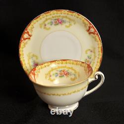 Ransom 6 Cups & Saucers Japan 1952+ Floral Cartouchs Yellow Orange Gold 6 Oz Ea