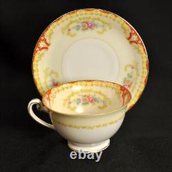 Ransom 6 Cups & Saucers Japan 1952+ Floral Cartouchs Yellow Orange Gold 6 Oz Ea