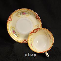 Ransom 6 Cups & Saucers Japan 1952+ Floral Cartouchs Yellow Orange Gold 6 Oz Ea