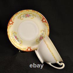 Ransom 6 Cups & Saucers Japan 1952+ Floral Cartouchs Yellow Orange Gold 6 Oz Ea