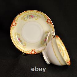 Ransom 6 Cups & Saucers Japan 1952+ Floral Cartouchs Yellow Orange Gold 6 Oz Ea