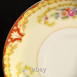 Ransom 6 Cups & Saucers Japan 1952+ Floral Cartouchs Yellow Orange Gold 6 Oz Ea