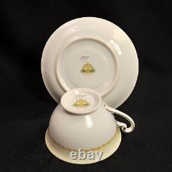 Ransom 6 Cups & Saucers Japan 1952+ Floral Cartouchs Yellow Orange Gold 6 Oz Ea