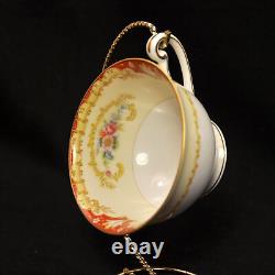 Ransom 6 Cups & Saucers Japan 1952+ Floral Cartouchs Yellow Orange Gold 6 Oz Ea