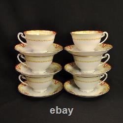 Ransom 6 Cups & Saucers Japan 1952+ Floral Cartouchs Yellow Orange Gold 6 Oz Ea